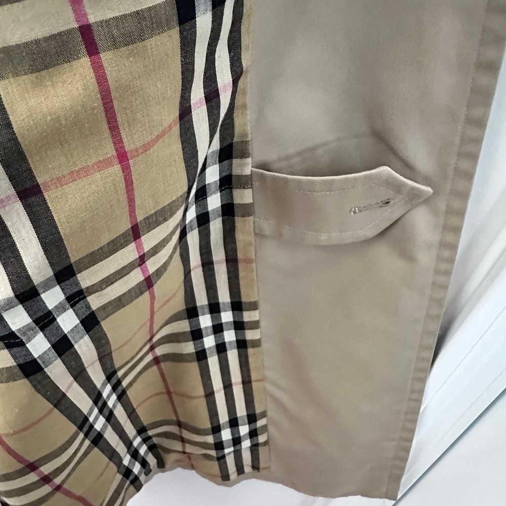 Burberrys Trench Coat 42 Long Khaki Good Vtg Nova Check Made in England‎ Classic - Picture 14 of 16